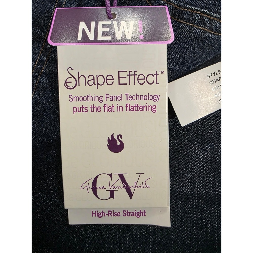 NWT Gloria Vanderbilt Shape Effect Pull On Straight Jeans Women 10S Dark Wash - Picture 11 of 16